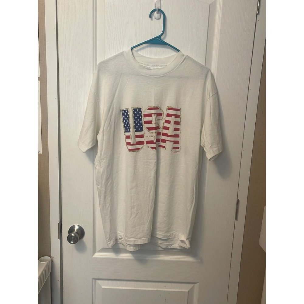 Hanes Fifty Fifty USA T Shirt Vintage Mens Size XL Single Stitch I155